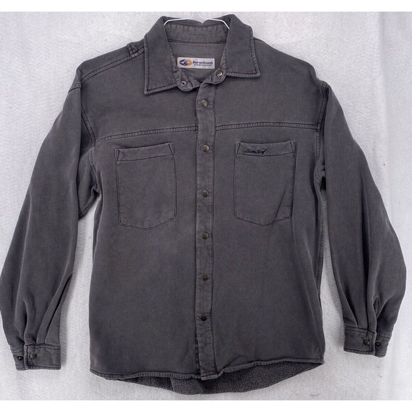 Bear Surfboards Mens Medium Shirt Gray Y2K Vintage 1990's Snaps Long Sleeve - Picture 1 of 10
